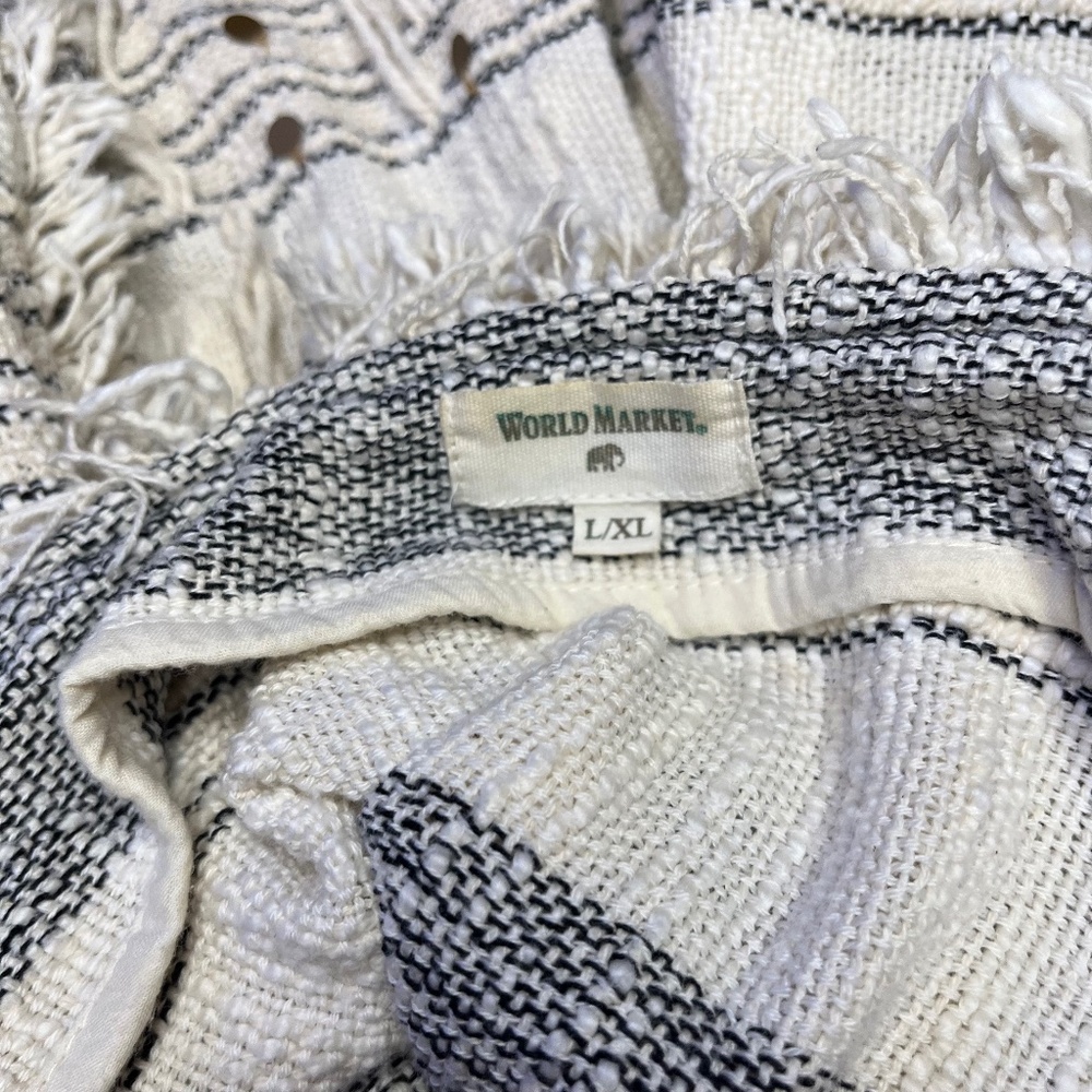 World Market Boho Striped Fringe Open Cardigan – Size L/XL